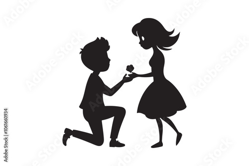 Propose silhouette vector illustration, Propose silhouette, Valentine 