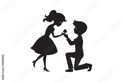 Propose silhouette vector illustration, Propose silhouette, Valentine 