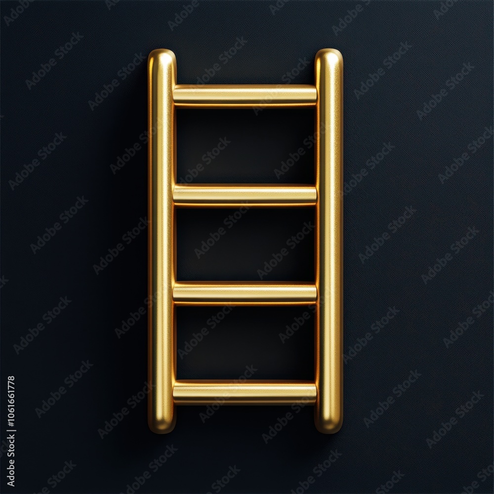 Golden Ladder on Black Background