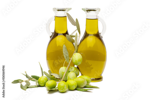 fresh olives with olive oil isolated