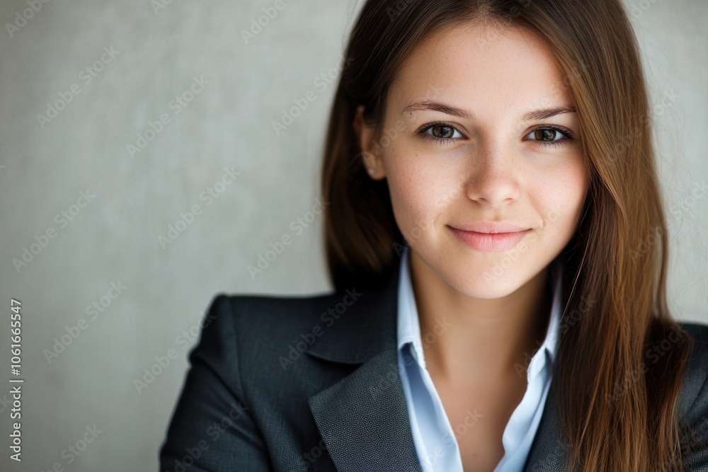 Confident young businesswoman smiling at the office Confident young businesswoman smiling at the office