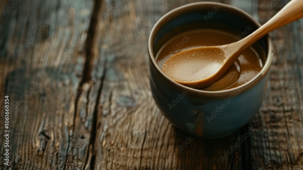 Rustic ceramic cup of steaming coffee on a wooden table, exuding warmth and comfort. Rustic ceramic cup of steaming coffee on a wooden table, exuding warmth and comfort.