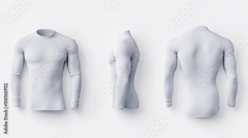 blank white rash guard mockup front and back view.
