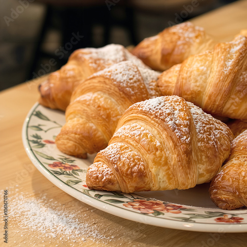 Freshly Baked Croissants with Powdered Sugar