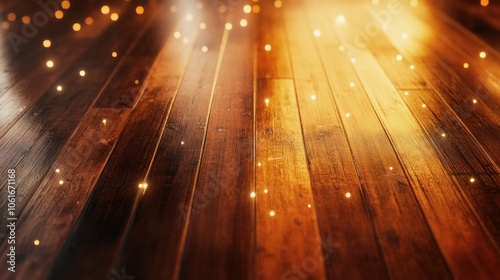 A wooden floor with some lights on it, suitable for interior design and architectural projects