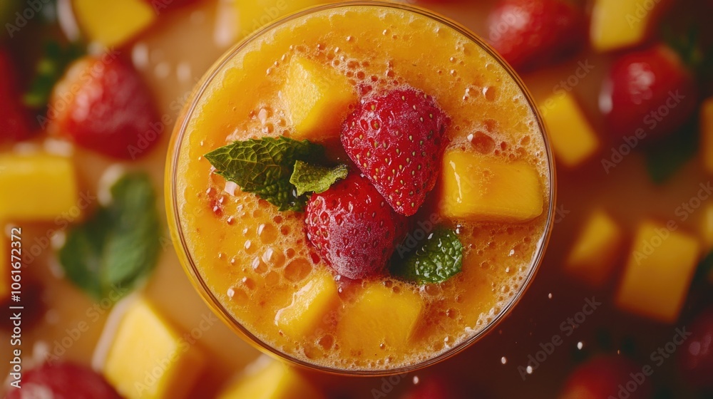 A close-up shot of a glass filled with refreshing fruit juice, perfect for a hot summer day or as a healthy drink option A close-up shot of a glass filled with refreshing fruit juice, perfect for a hot summer day or as a healthy drink option