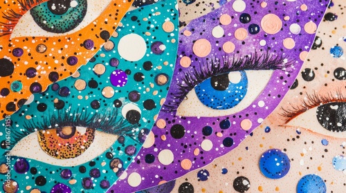 Colorful Abstract Eye Art with Dots and Patterns in Vibrant Hues