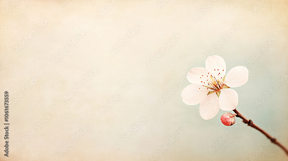 Naklejka premium A beautifully detailed macro image focuses on a small floral blossom, capturing the natural textures and minute details of each petal. The soft blur of the background complements the vibrant