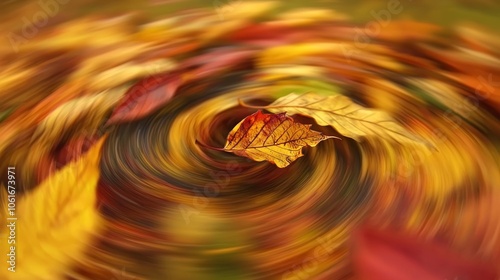 Vibrant Autumn Leaves in Motion. Colorful Seasonal Swirl