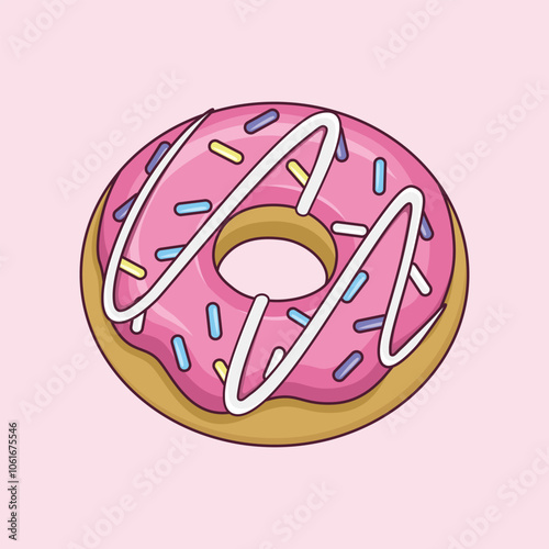 Tasty strawberry donut. vector illustration