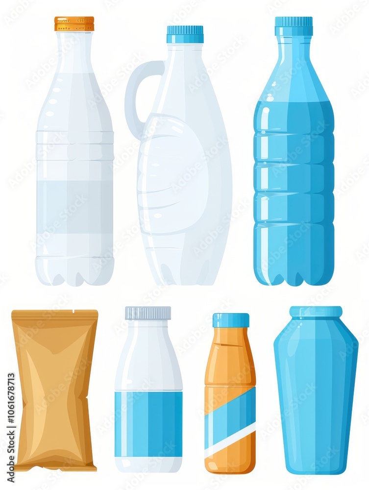 A collection of various bottles and containers in different shapes and sizes A collection of various bottles and containers in different shapes and sizes