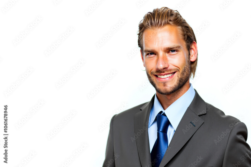 Happy businessman smiling on white background Happy businessman smiling on white background