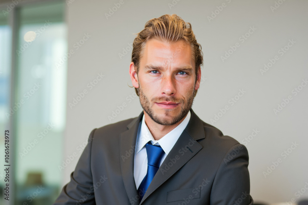 Portrait of confident businessman posing in modern office Portrait of confident businessman posing in modern office