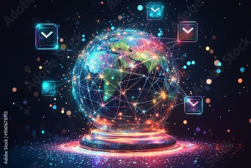 Wallpaper Mural Web of Global Connections, Digital Diplomacy and International Relations Torontodigital.ca