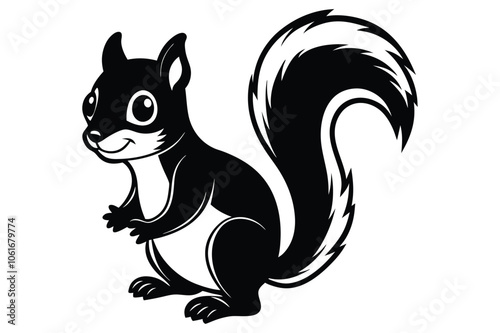 cartoonis squerell black silhouette vector illustration white background