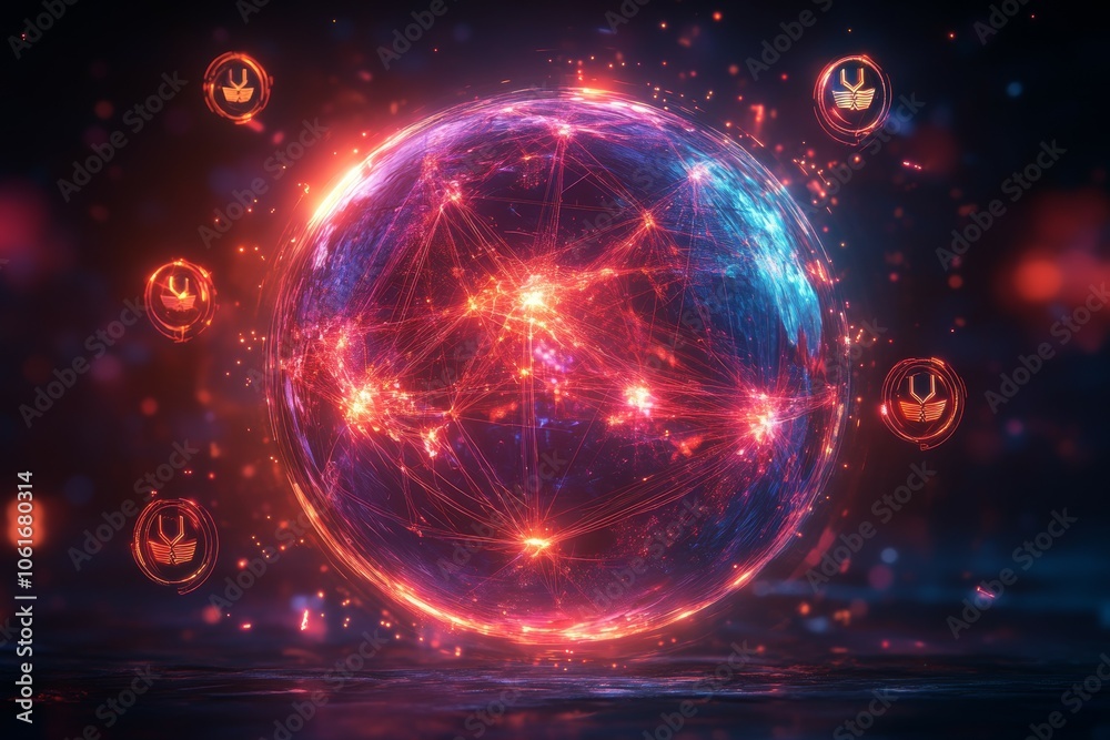 Obraz premium Web of Global Connections, Digital Diplomacy and International Relations