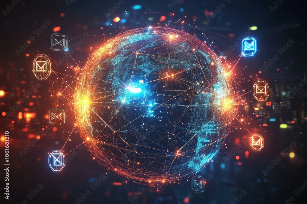 Obraz premium Web of Global Connections, Digital Diplomacy and International Relations