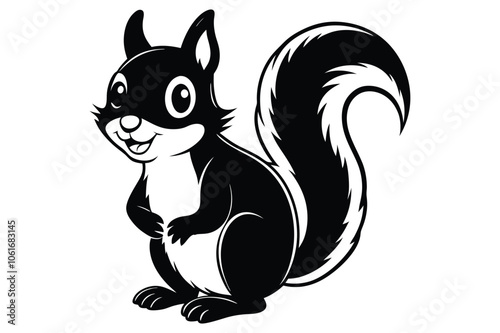 cartoonis squerell black silhouette vector illustration white background photo