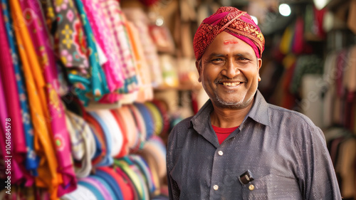 indian clothing store owner smiles