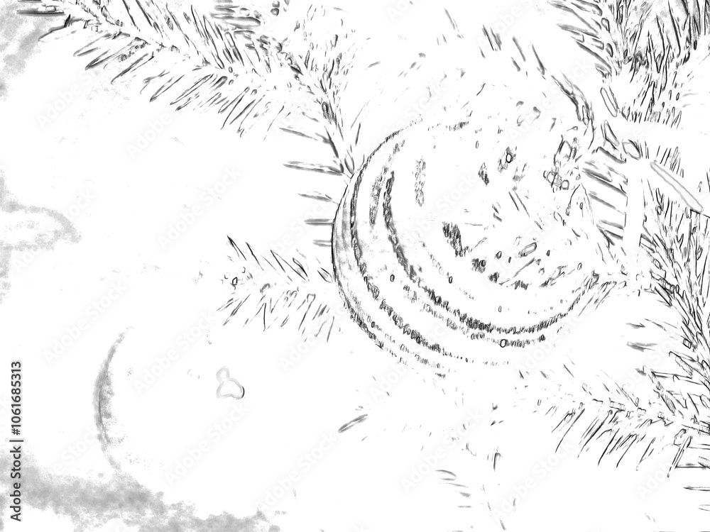 Bright Christmas and New Year Festive Mood Decoration Background, Pencil drawn sketch Bright Christmas and New Year Festive Mood Decoration Background, Pencil drawn sketch
