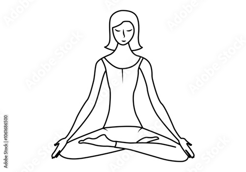Icono negro de mujer en posición de yoga sentada