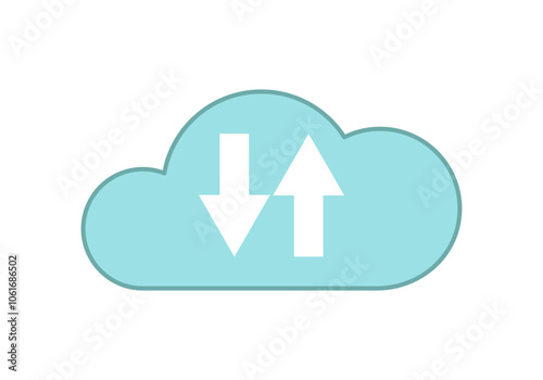 Nube azul clara con flecha hacia arriba y abajo de subida y descarga de archivos