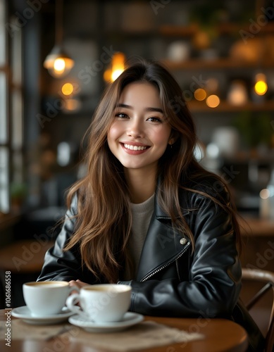 a female model, a smile, a young woman