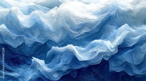 Wallpaper Mural Abstract blue waves of layered fabric create a serene, flowing texture. Torontodigital.ca