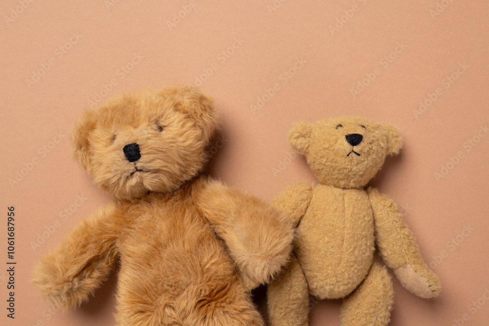 Soft toy bears on a beige background Soft toy bears on a beige background