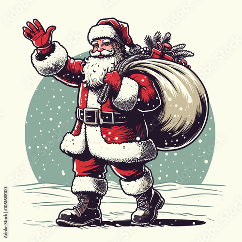Santa Claus with Christmas vector illustration