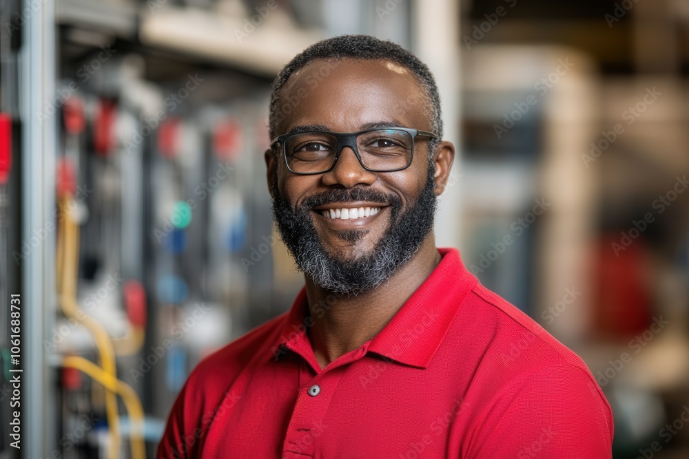 Fototapeta premium IT Technician Holding Network Cab in Portrait Pose
