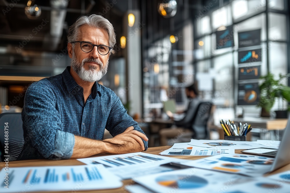 Senior Financial Advisor in Modern Office Setting Senior Financial Advisor in Modern Office Setting