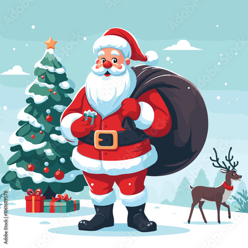 Santa Claus with Christmas vector illustration
