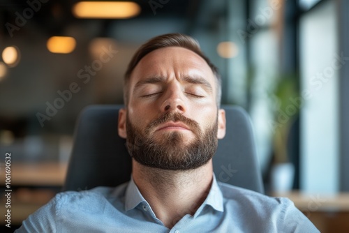 Young Professional Relaxing in Modern Office Setting