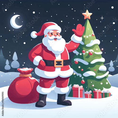 Santa Claus with Christmas vector illustration