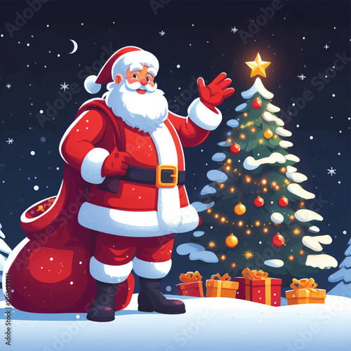 Santa Claus with Christmas vector illustration