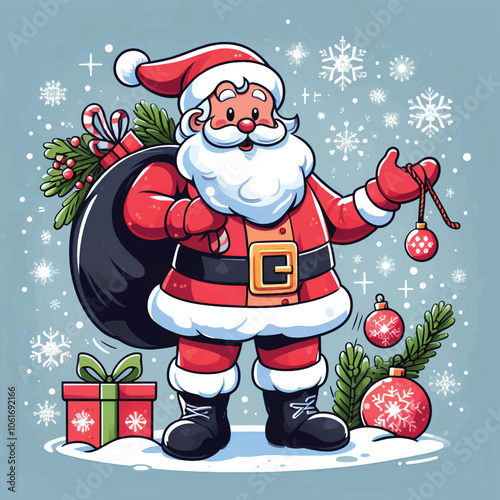 Santa Claus with Christmas vector illustration