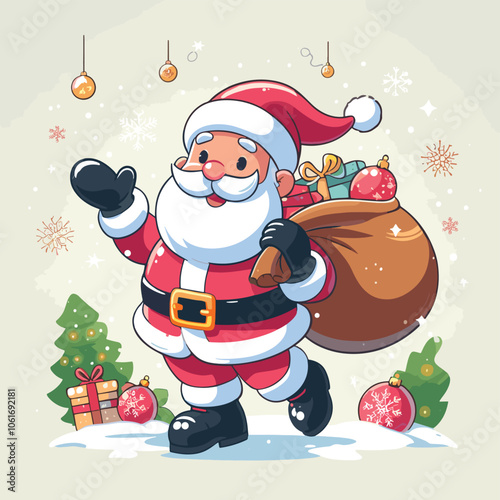 Santa Claus with Christmas vector illustration