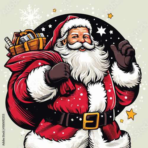 Santa Claus with Christmas vector illustration