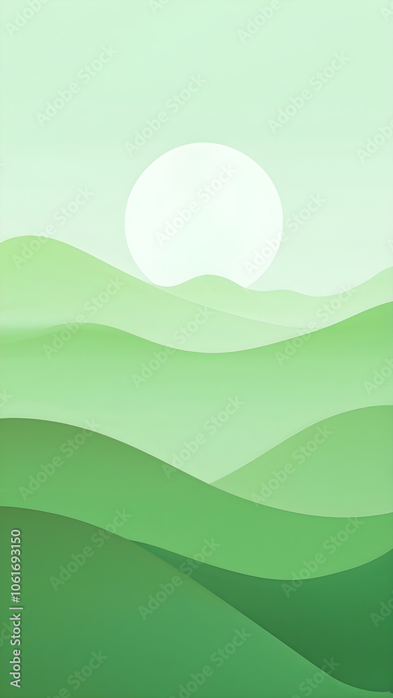 Fototapeta premium green hills and blue sky, generative ai