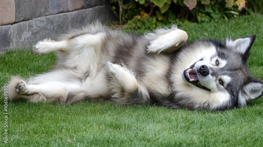 Relaxed Dog Enjoying Sunshine in Garden Relaxed Dog Enjoying Sunshine in Garden