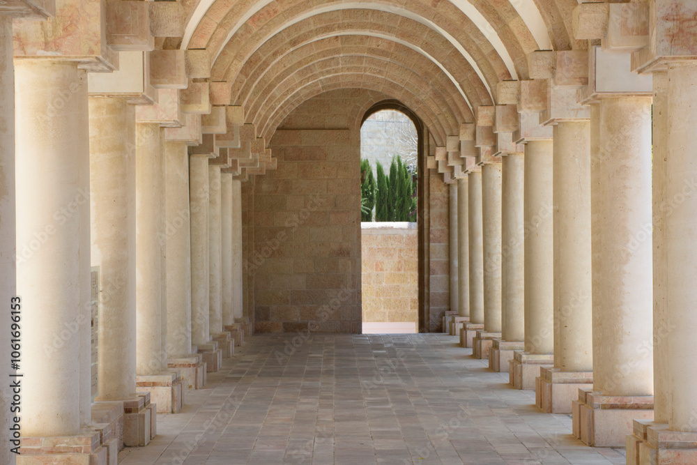 Stone columns and arches of the YMCA complex in Jerusalem, Israel. Stone columns and arches of the YMCA complex in Jerusalem, Israel.