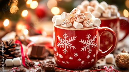 Wallpaper Mural A cozy cup of hot chocolate topped with marshmallows, served with a cinnamon stick on a cold winte day Torontodigital.ca