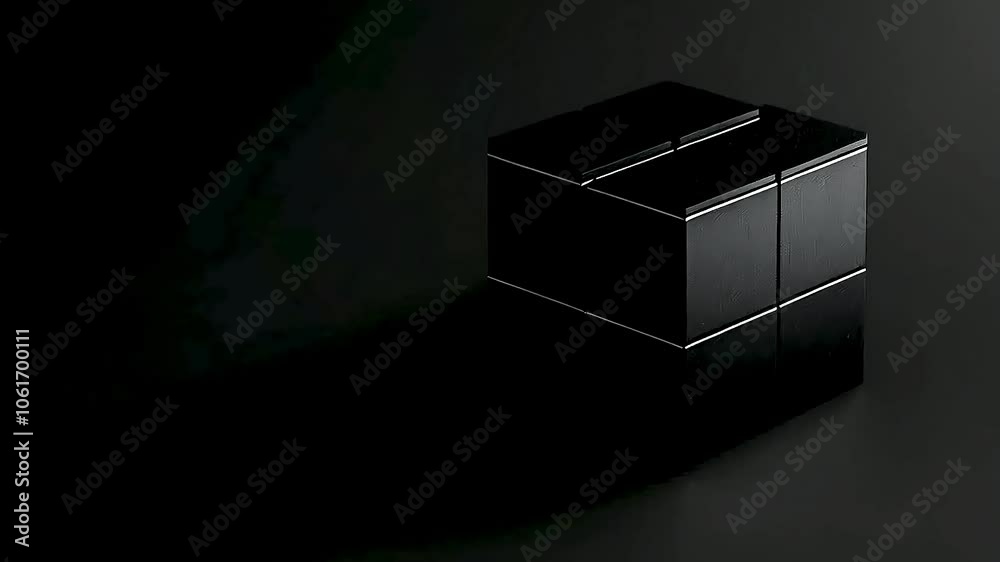a black cube  on a black background