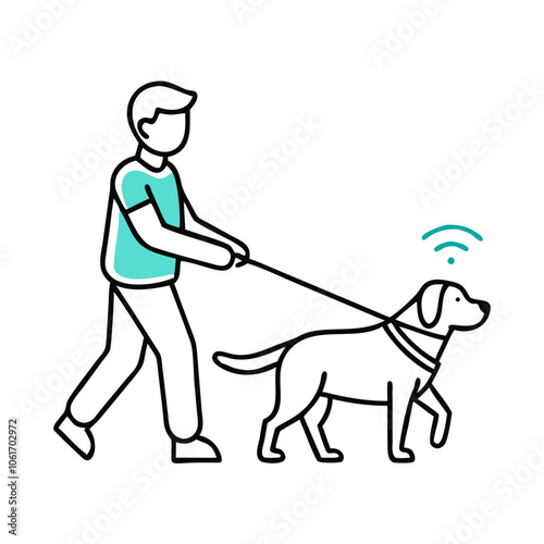 icon of help for blind or hard of hearing person with guide dog