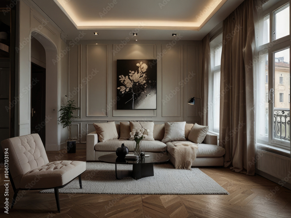 Fototapeta premium beautiful apartment, interior beautiful room interior decoration