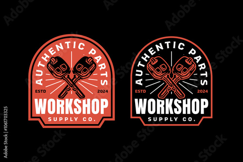 vehicle key crossed retro badge logo design for garage, spare part, extreme sport. electronic key with alarm system crossed emblem logo collection for racer, motorcycle, rider