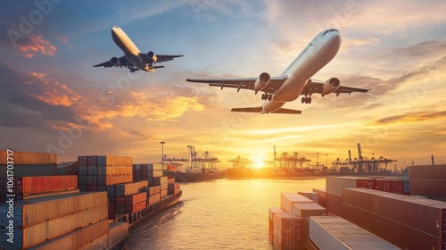 A freight forwarding company coordinating international shipments, using advanced logistics platforms to ensure timely delivery and smooth transportation photo