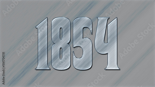 3D Glass effect number design of 1854, glassy background.