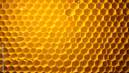 close up of yellow paper textured as honeycombs isolated with white shades, png